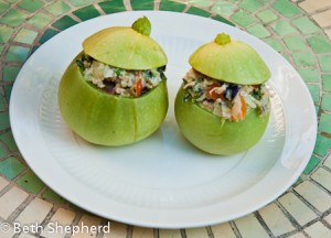 Garden stuffed cue ball zucchini