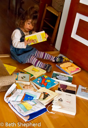 A baby and her books 4