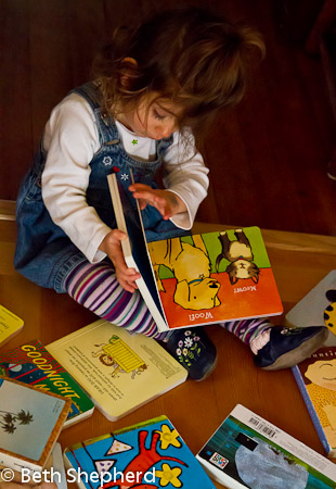 A baby and her books 5