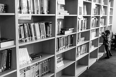 Amazon bookshelf and little reader