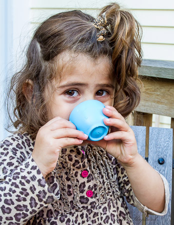 Drinking tea close-up