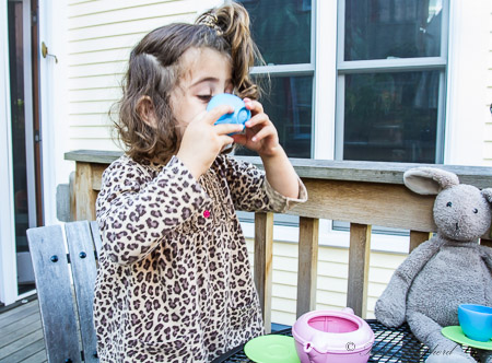 Drinking tea with bunny