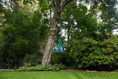 Blue garden chandelier