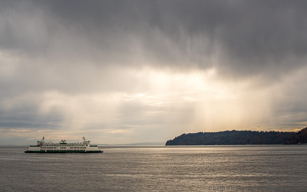 ferry and rainstorm